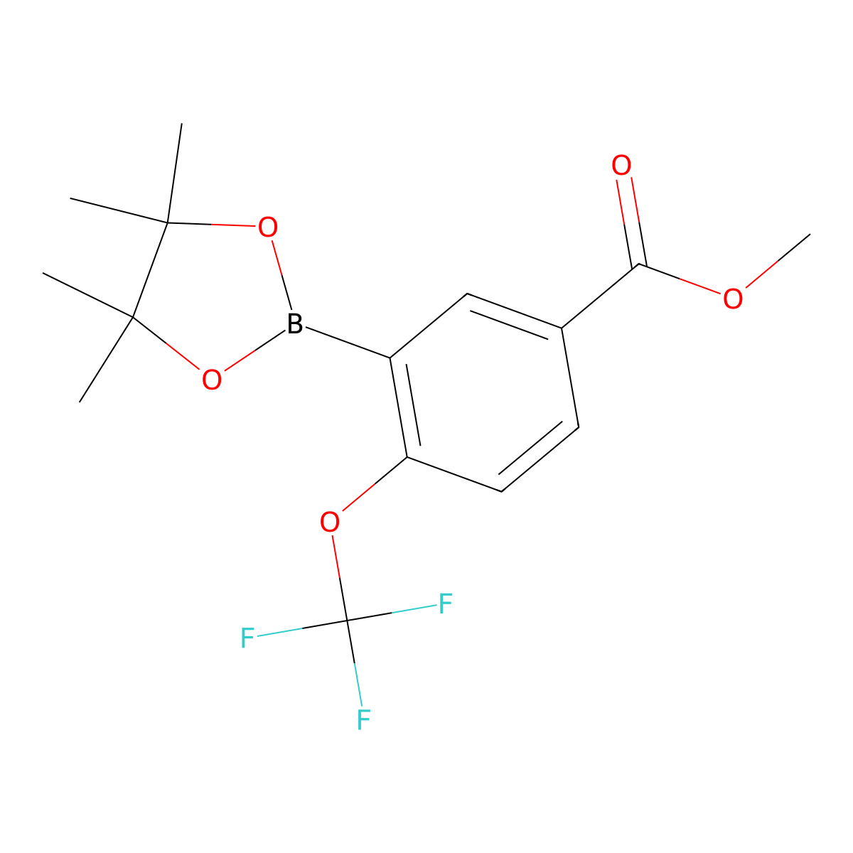 Methyl 3-(4,4,5,5-tetramethyl-1,3,2-dioxaborolan-2-YL)-4-(trifluoromethoxy)benzoate molecular structure, CAS 1803321-09-6
