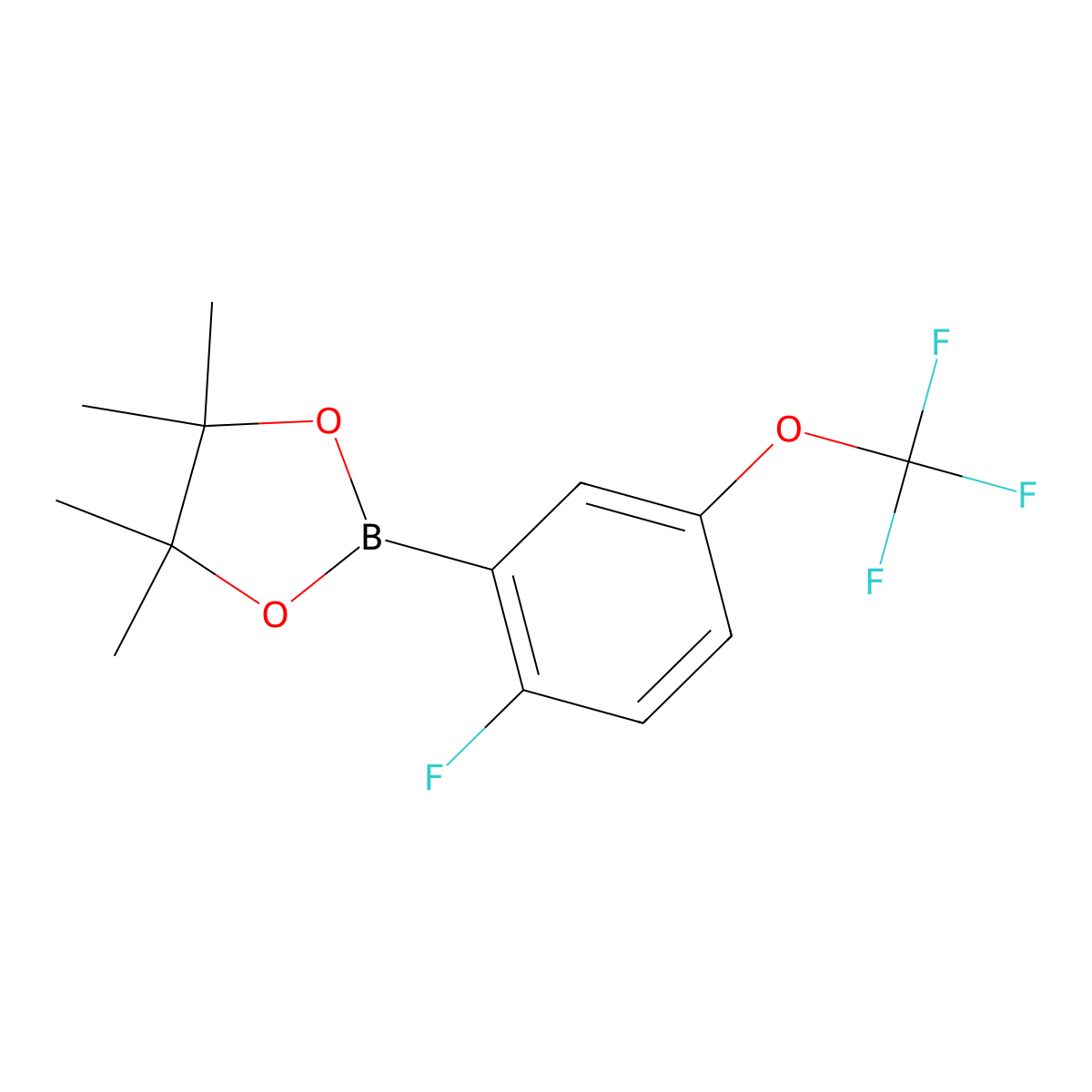 2-[2-Fluoro-5-(trifluoromethoxy)phenyl]-4,4,5,5-tetramethyl-1,3,2-dioxaborolane molecular structure, CAS 1803321-10-9