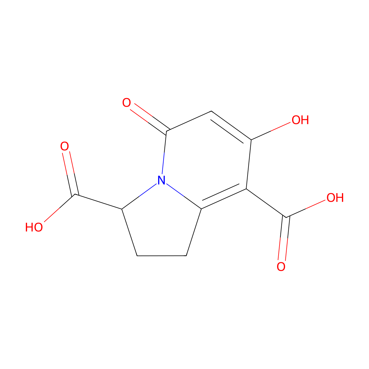 7-Hydroxy-5-oxo-1,2,3,5-tetrahydroindolizine-3,8-dicarboxylic acid molecular structure, CAS 1803347-45-6