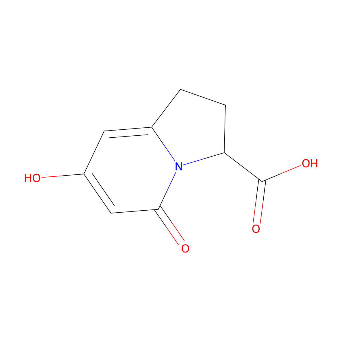 7-Hydroxy-5-oxo-1,2,3,5-tetrahydroindolizine-3-carboxylic acid molecular structure, CAS 1803347-47-8