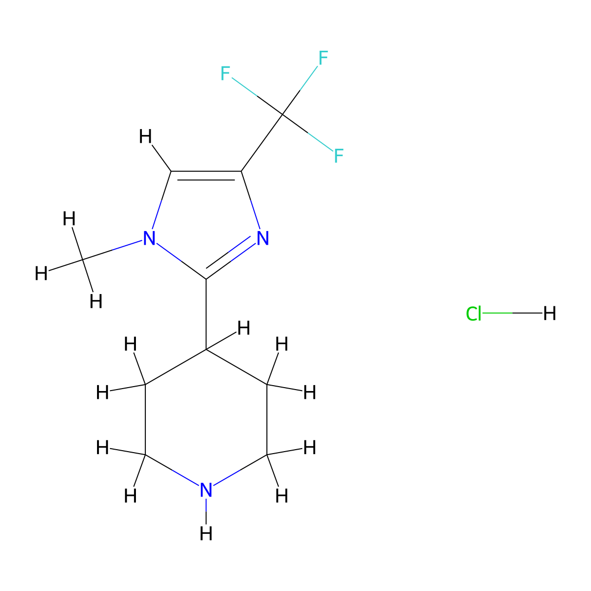 4-[1-Methyl-4-(trifluoromethyl)-1H-imidazol-2-yl]piperidine hydrochloride molecular structure, CAS 1803351-07-6