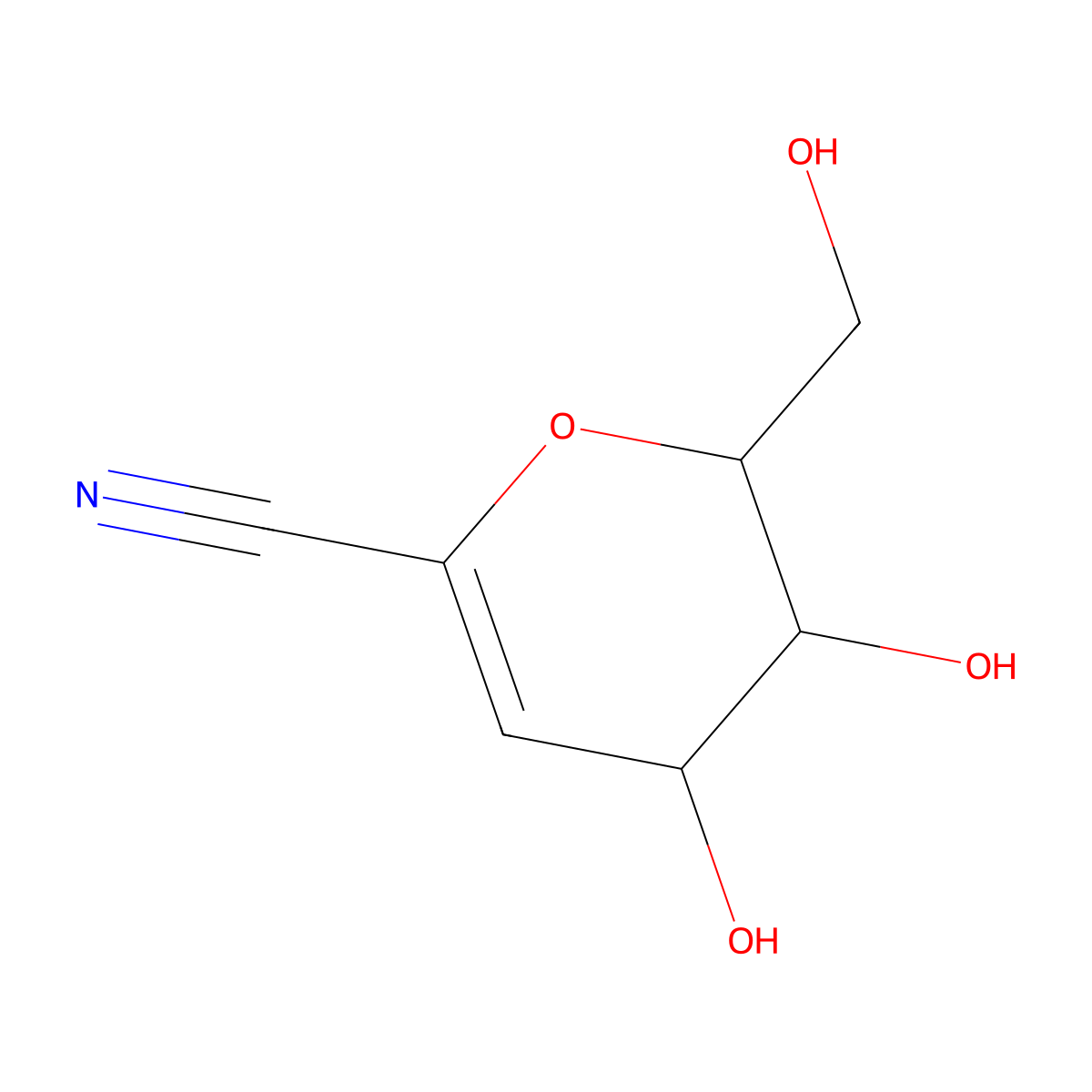2,6-Anhydro-3-deoxy-D-lyxo-hept-2-enonitrile molecular structure, CAS 180336-27-0