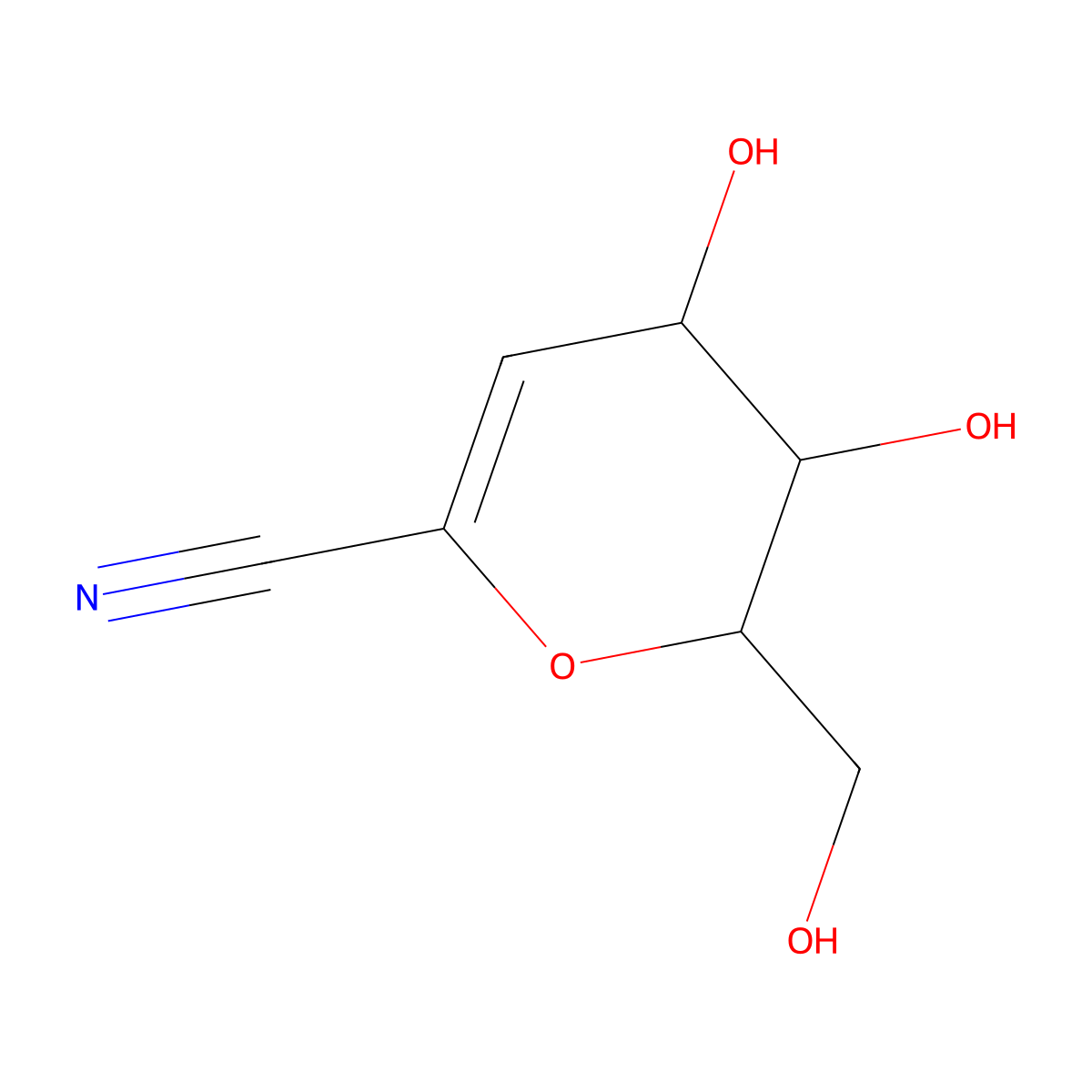 2,6-Anhydro-3-deoxy-D-lyxo-hept-2-enonitrile molecular structure, CAS 180336-27-0