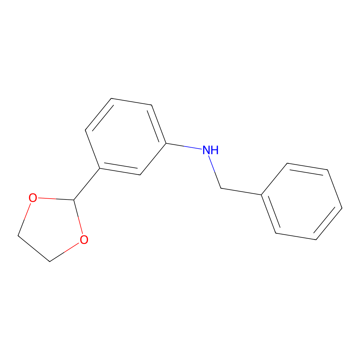 N-benzyl-3-(1,3-dioxolan-2-yl)aniline molecular structure, CAS 180336-50-9