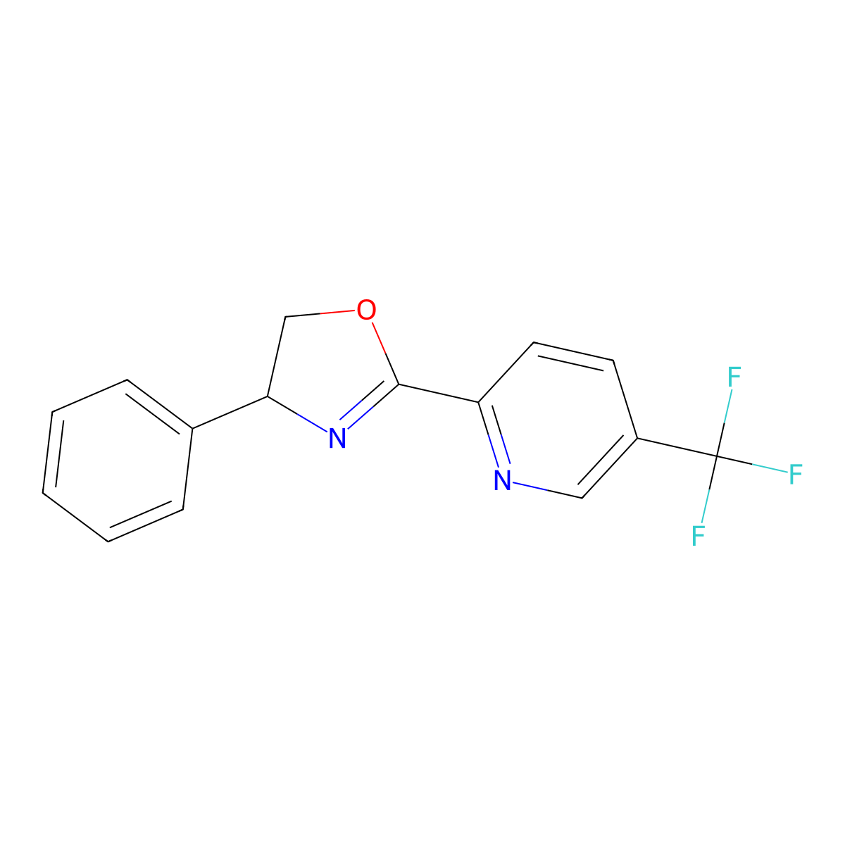 (S)-4-Phenyl-2-(5-(trifluoromethyl)pyridin-2-yl)-4,5-dihydrooxazole molecular structure, CAS 1803416-28-5