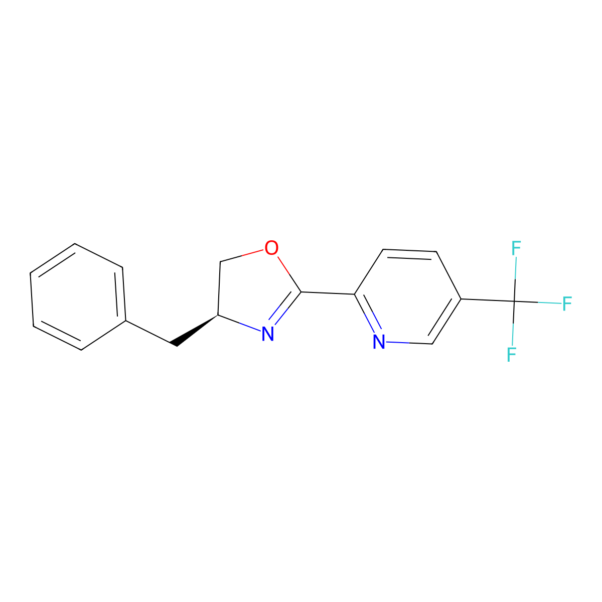 (S)-4-Benzyl-2-(5-(trifluoromethyl)pyridin-2-yl)-4,5-dihydrooxazole molecular structure, CAS 1803416-29-6