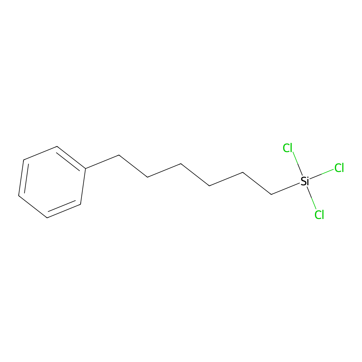 Trichloro(6-phenylhexyl)silane molecular structure, CAS 18035-33-1