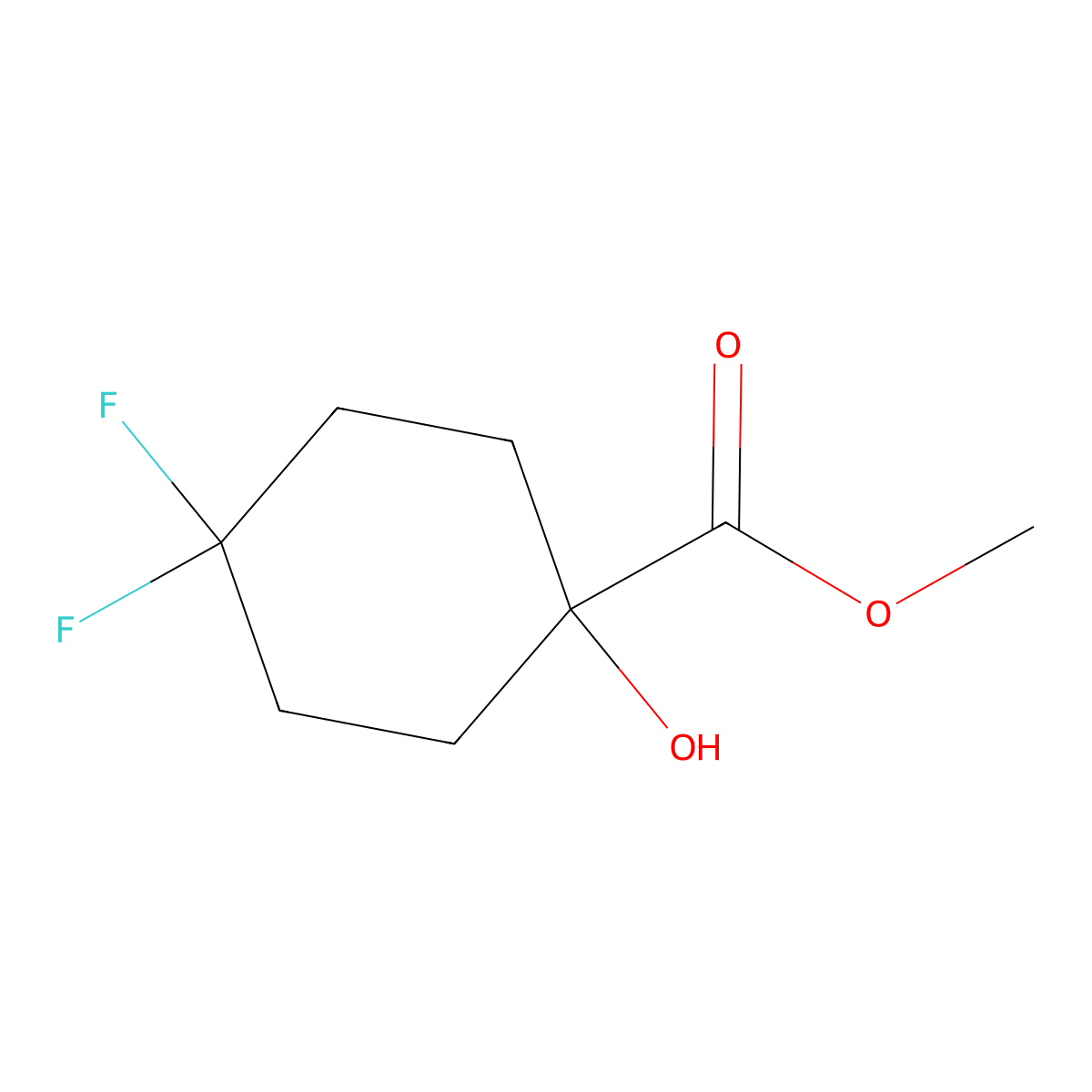 Methyl 4,4-difluoro-1-hydroxycyclohexane-1-carboxylate molecular structure, CAS 1803553-38-9