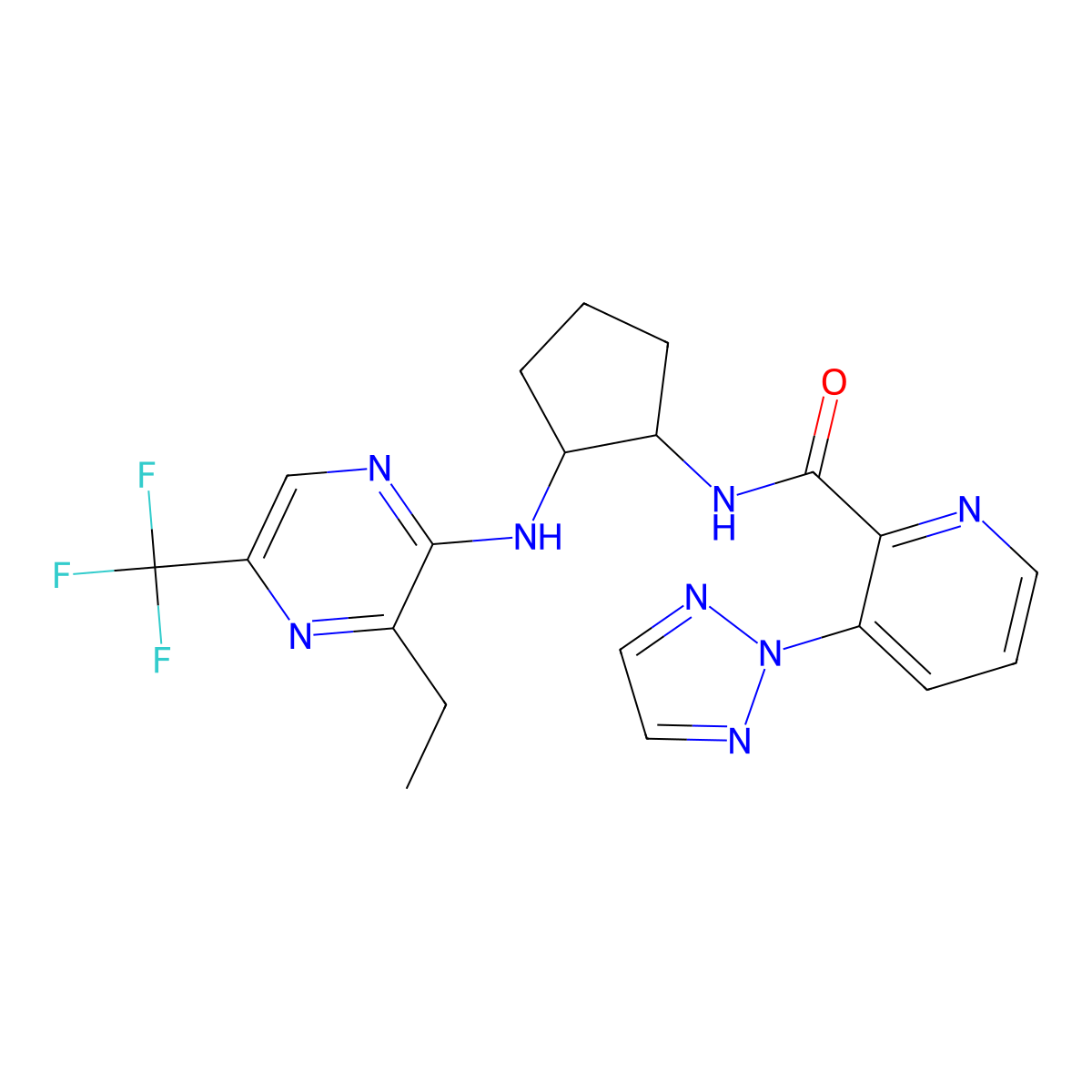 N-[(1S,2S)-2-{[3-Ethyl-5-(trifluoromethyl)pyrazin-2-yl]amino}cyclopentyl]-3-(2H-1,2,3-triazol-2-yl)pyridine-2-carboxamide molecular structure, CAS 1803557-42-7