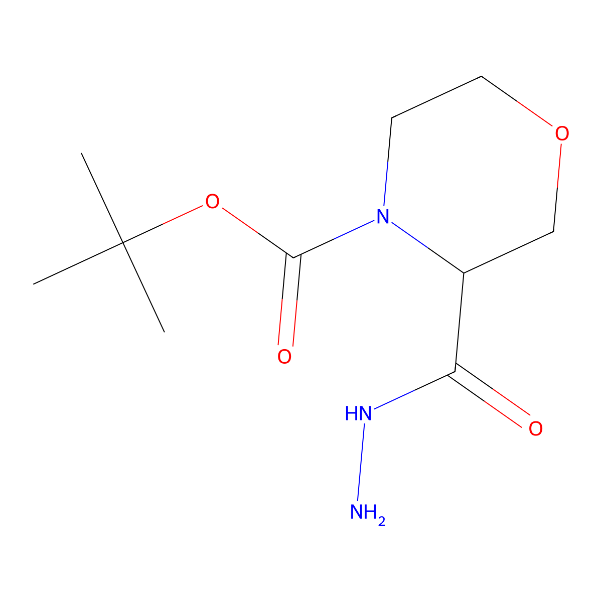 Tert-butyl 3-(hydrazinecarbonyl)morpholine-4-carboxylate molecular structure, CAS 1803560-69-1