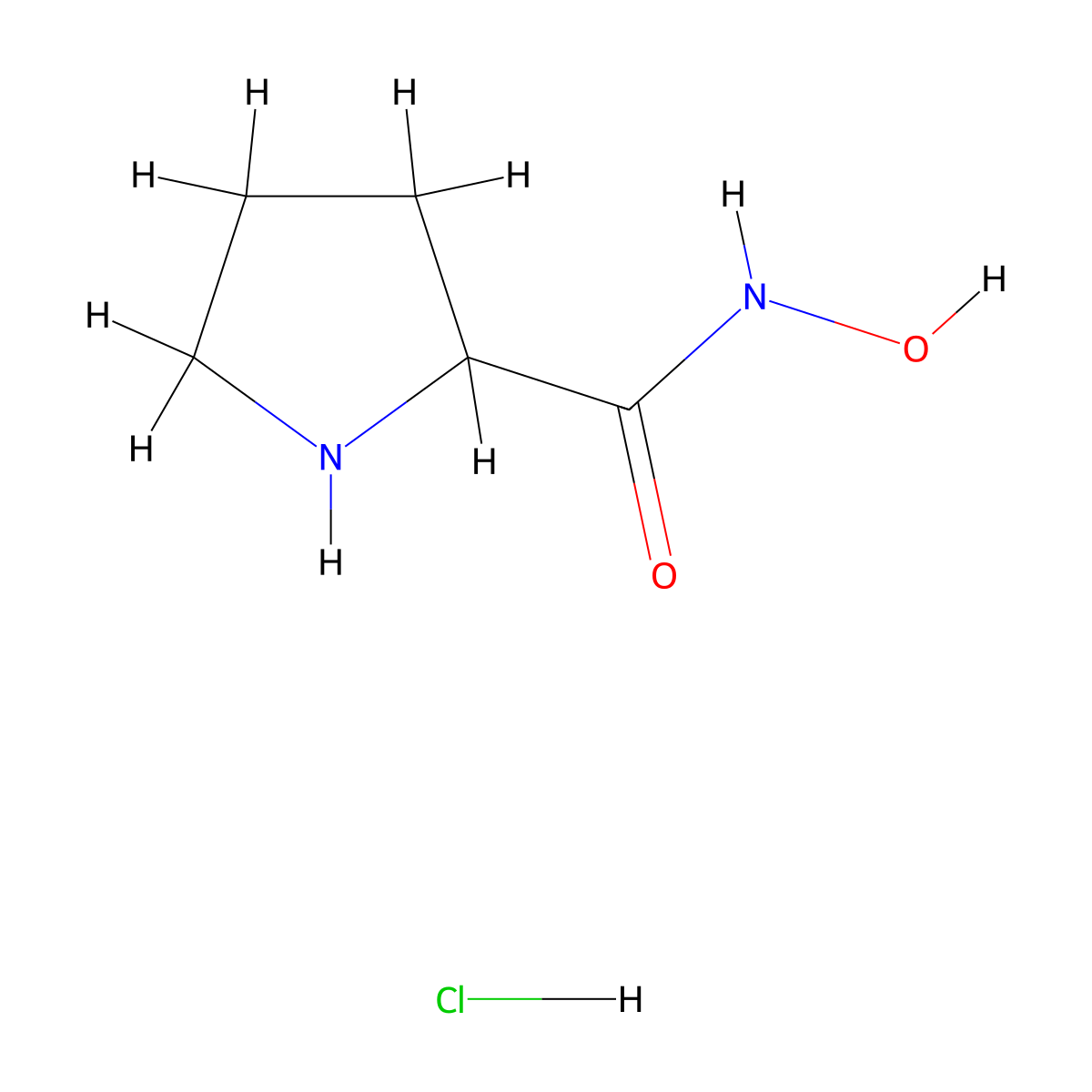 N-hydroxypyrrolidine-2-carboxamide hydrochloride molecular structure, CAS 1803560-74-8
