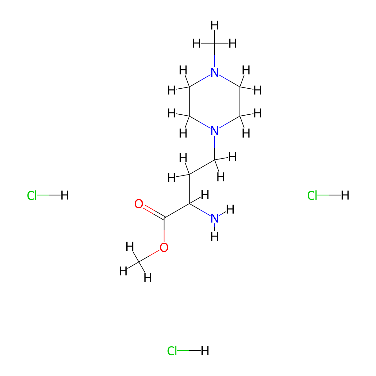 Methyl 2-amino-4-(4-methylpiperazin-1-yl)butanoate trihydrochloride molecular structure, CAS 1803560-76-0