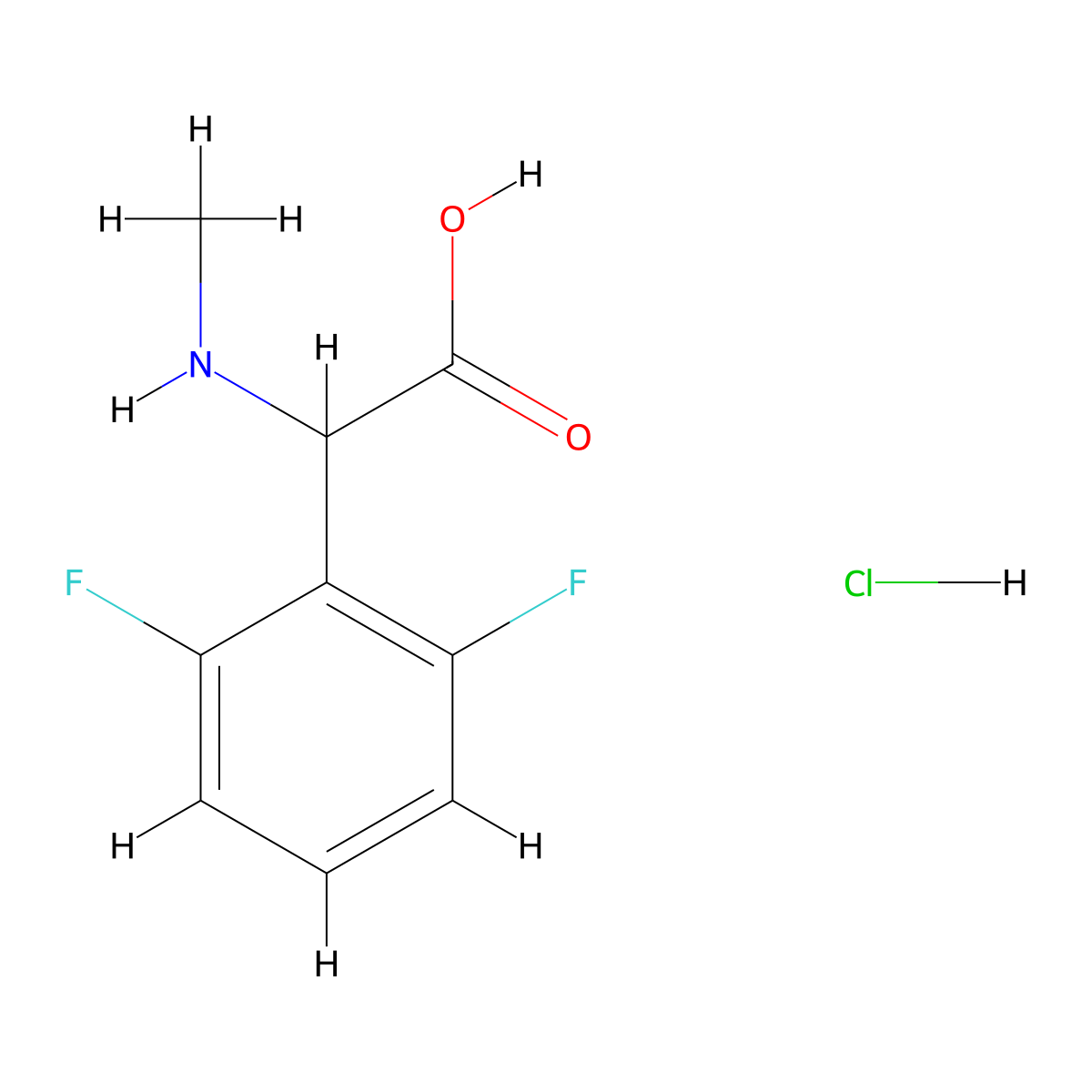 2-(2,6-Difluorophenyl)-2-(methylamino)acetic acid hydrochloride molecular structure, CAS 1803560-78-2