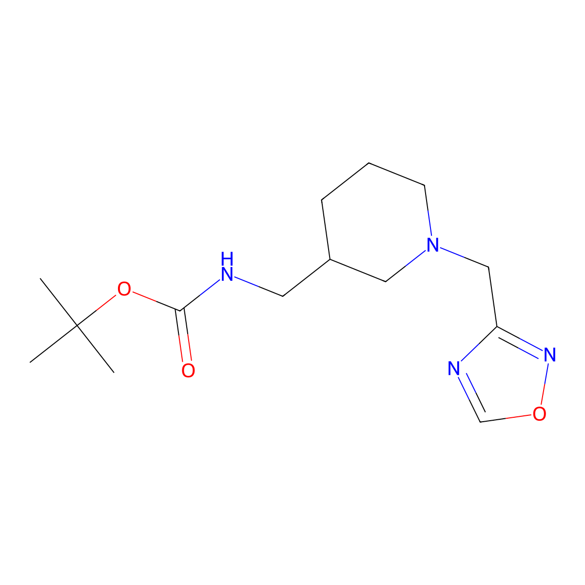 tert-butyl N-{[1-(1,2,4-oxadiazol-3-ylmethyl)piperidin-3-yl]methyl}carbamate molecular structure, CAS 1803560-79-3