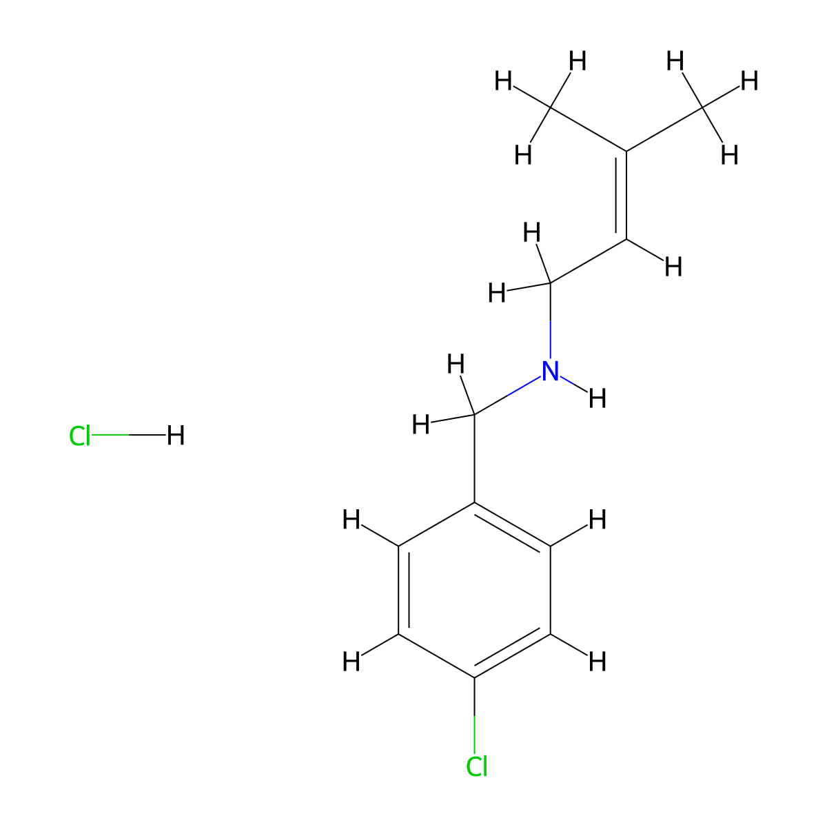 [(4-Chlorophenyl)methyl](3-methylbut-2-en-1-yl)amine hydrochloride molecular structure, CAS 1803560-81-7