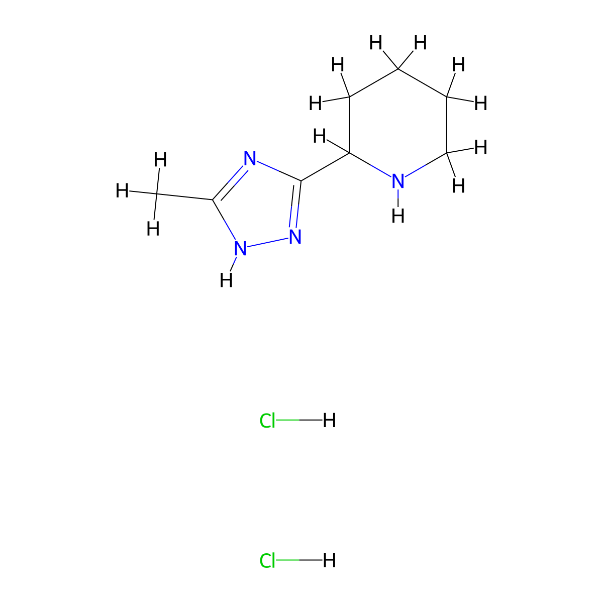 2-(5-methyl-1H-1,2,4-triazol-3-yl)piperidine dihydrochloride molecular structure, CAS 1803560-93-1