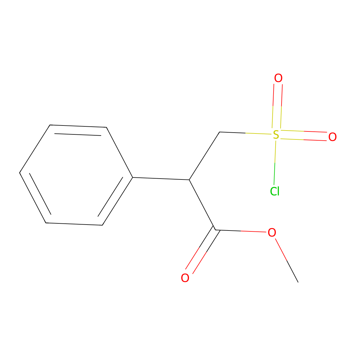 Methyl 3-(chlorosulfonyl)-2-phenylpropanoate molecular structure, CAS 1803560-95-3