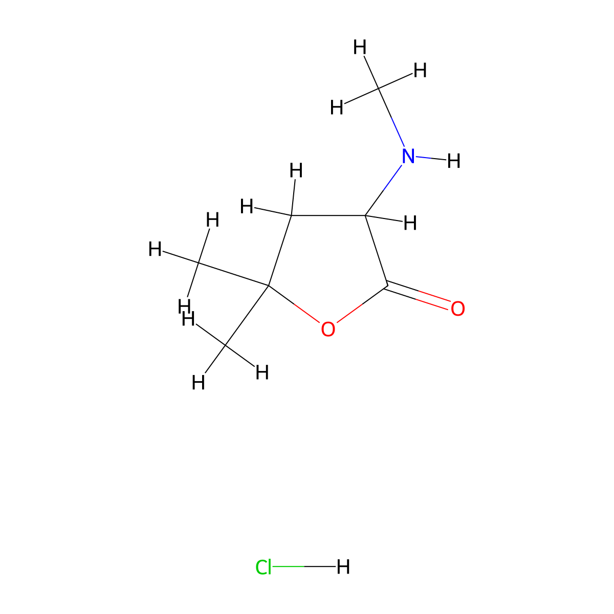 5,5-Dimethyl-3-(methylamino)oxolan-2-one hydrochloride molecular structure, CAS 1803560-97-5