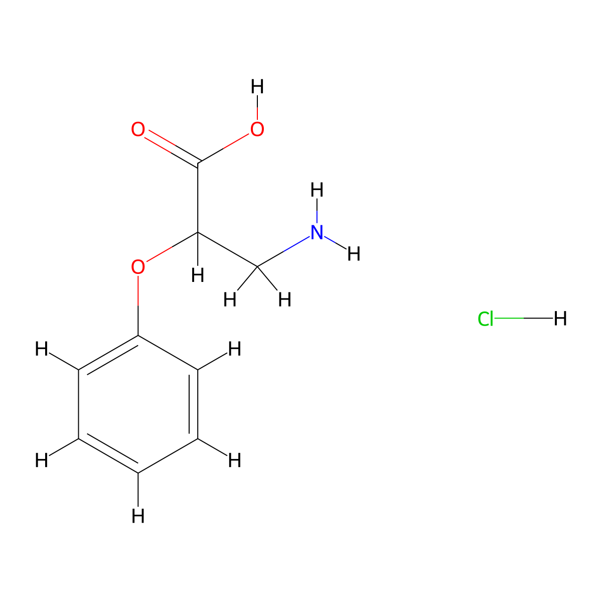 3-Amino-2-phenoxypropanoic acid hydrochloride molecular structure, CAS 1803560-98-6