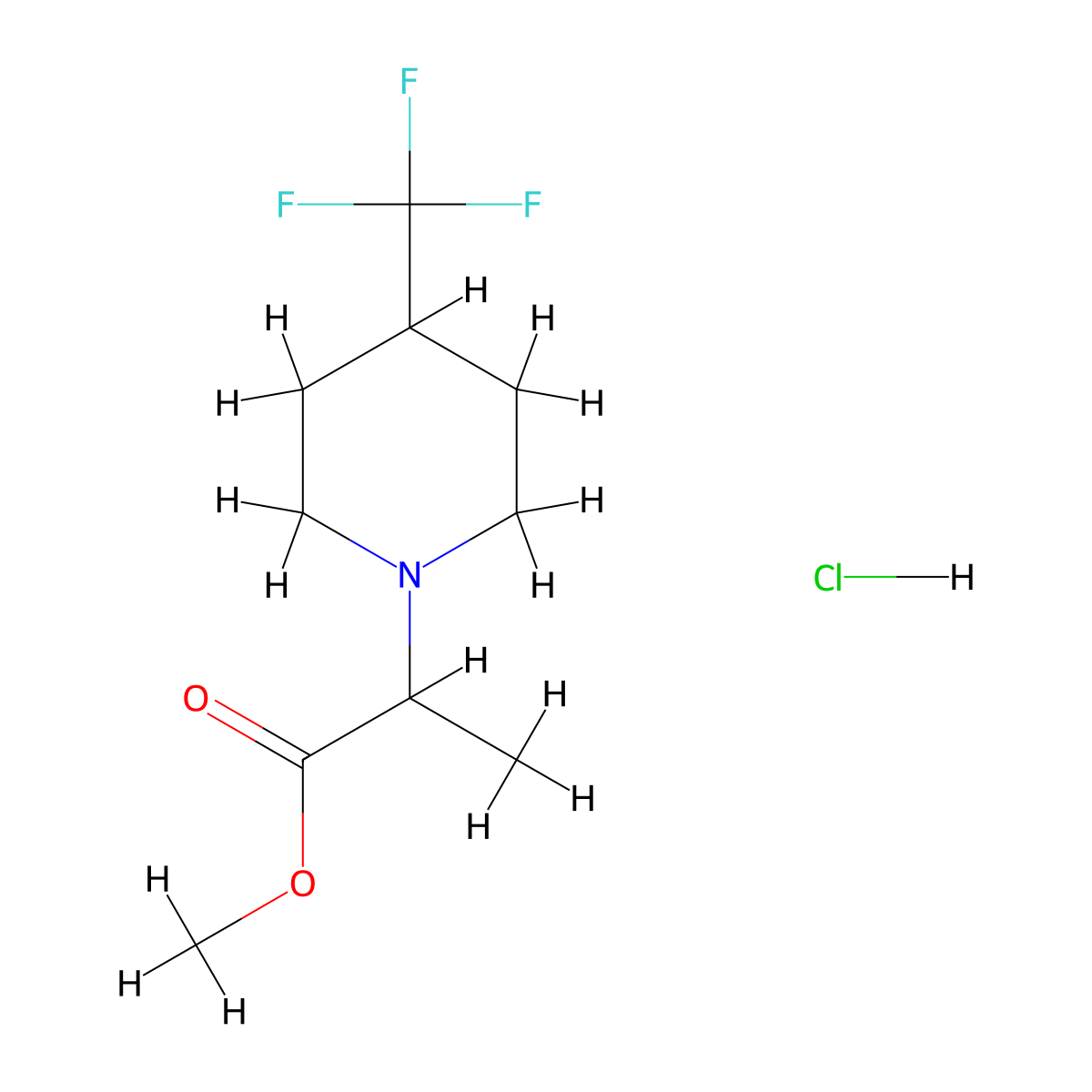 Methyl 2-[4-(trifluoromethyl)piperidin-1-yl]propanoate hydrochloride molecular structure, CAS 1803561-01-4
