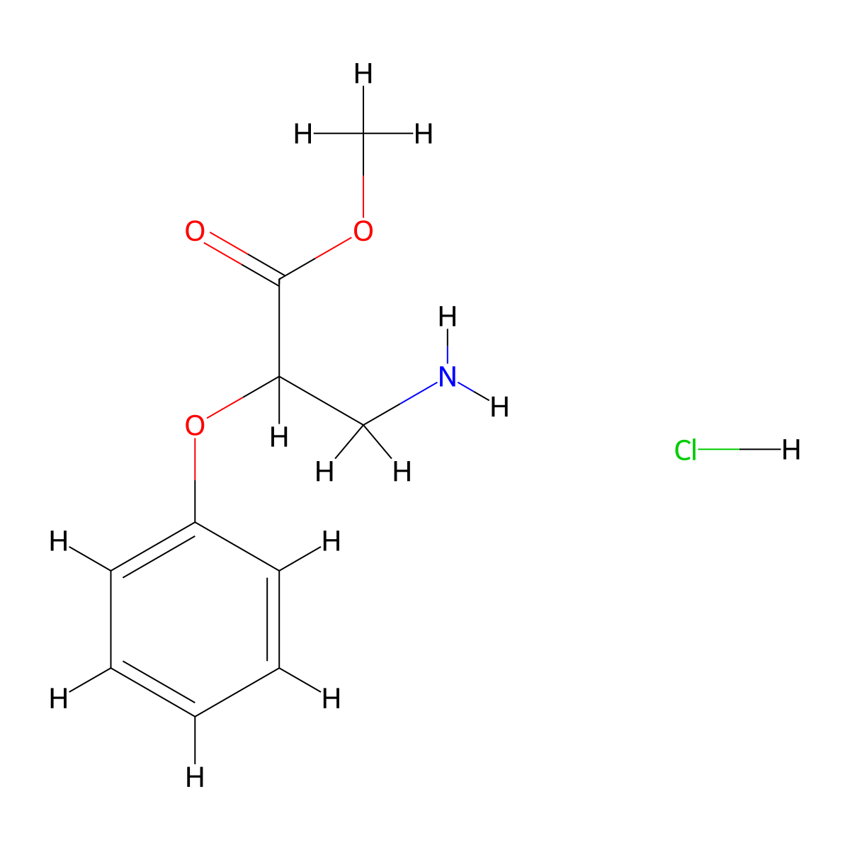 Methyl 3-amino-2-phenoxypropanoate hydrochloride molecular structure, CAS 1803561-03-6