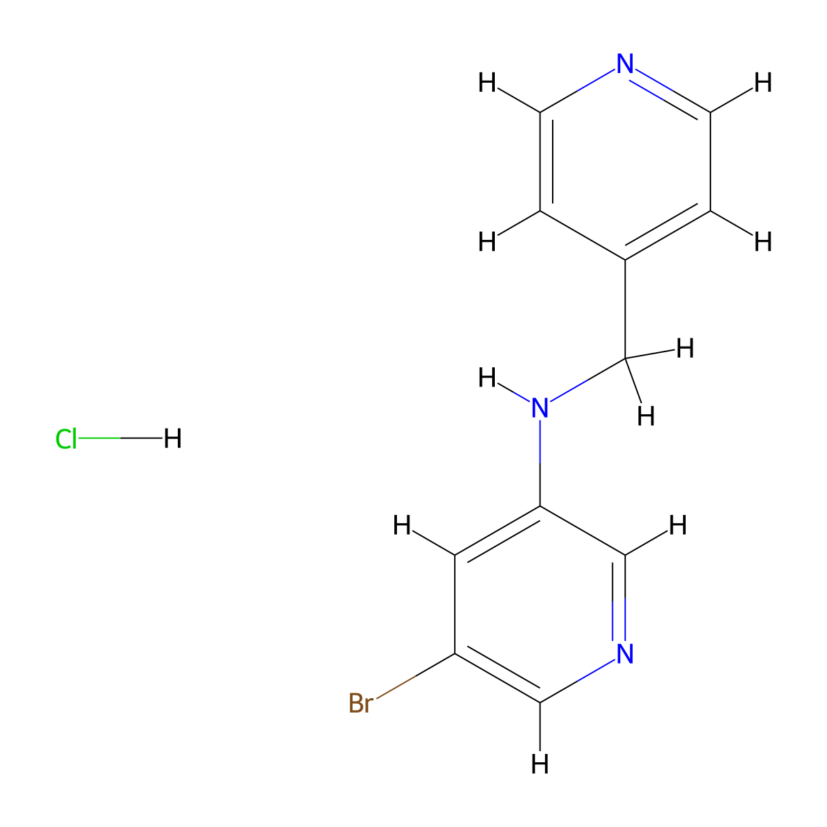 5-bromo-N-(pyridin-4-ylmethyl)pyridin-3-amine hydrochloride molecular structure, CAS 1803561-08-1
