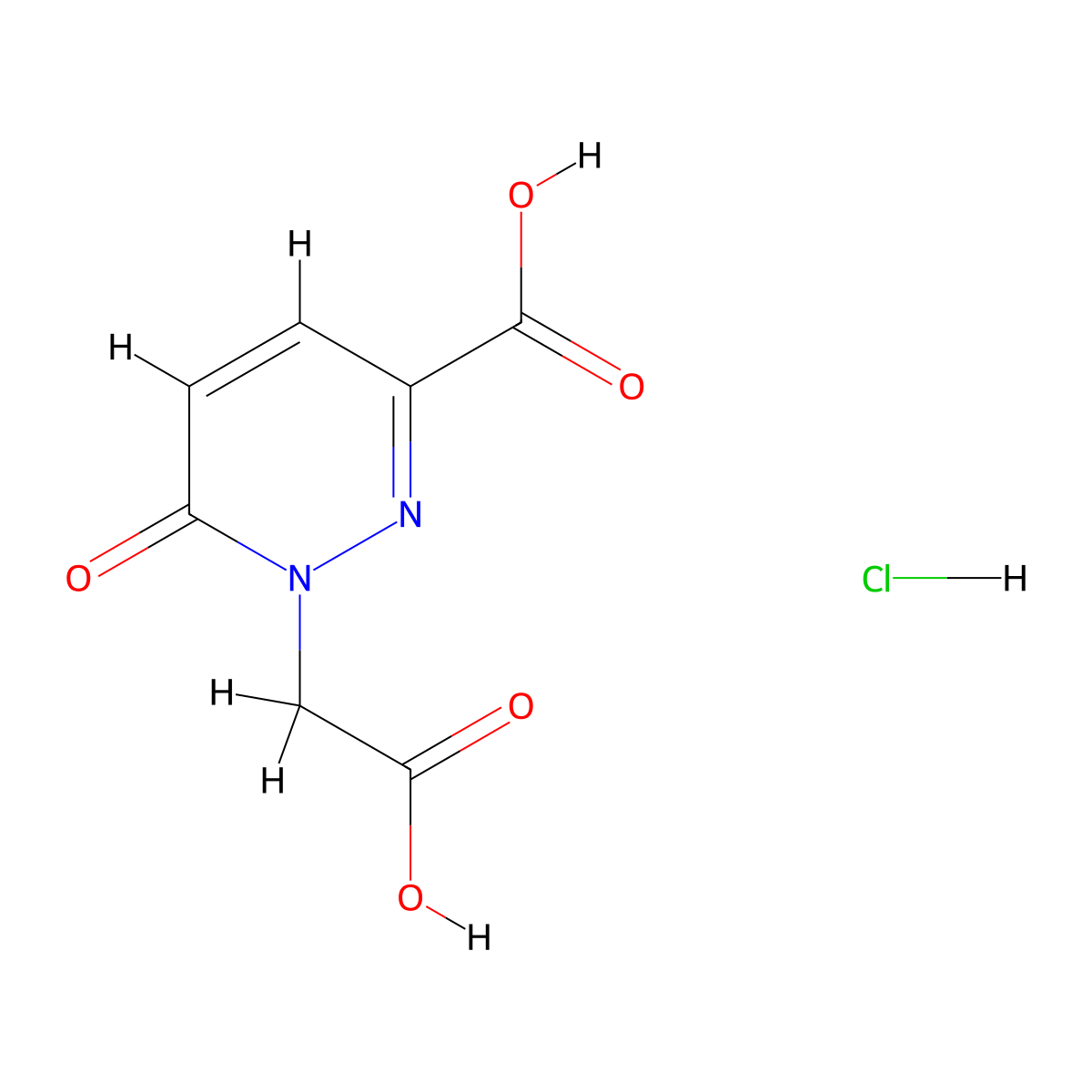 1-(Carboxymethyl)-6-oxo-1,6-dihydropyridazine-3-carboxylic acid hydrochloride molecular structure, CAS 1803561-14-9