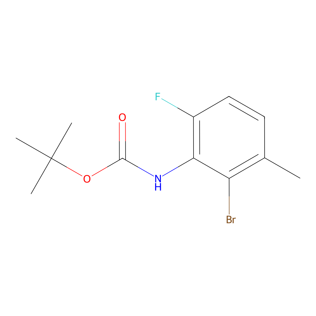 tert-butyl N-(2-bromo-6-fluoro-3-methylphenyl)carbamate molecular structure, CAS 1803561-17-2