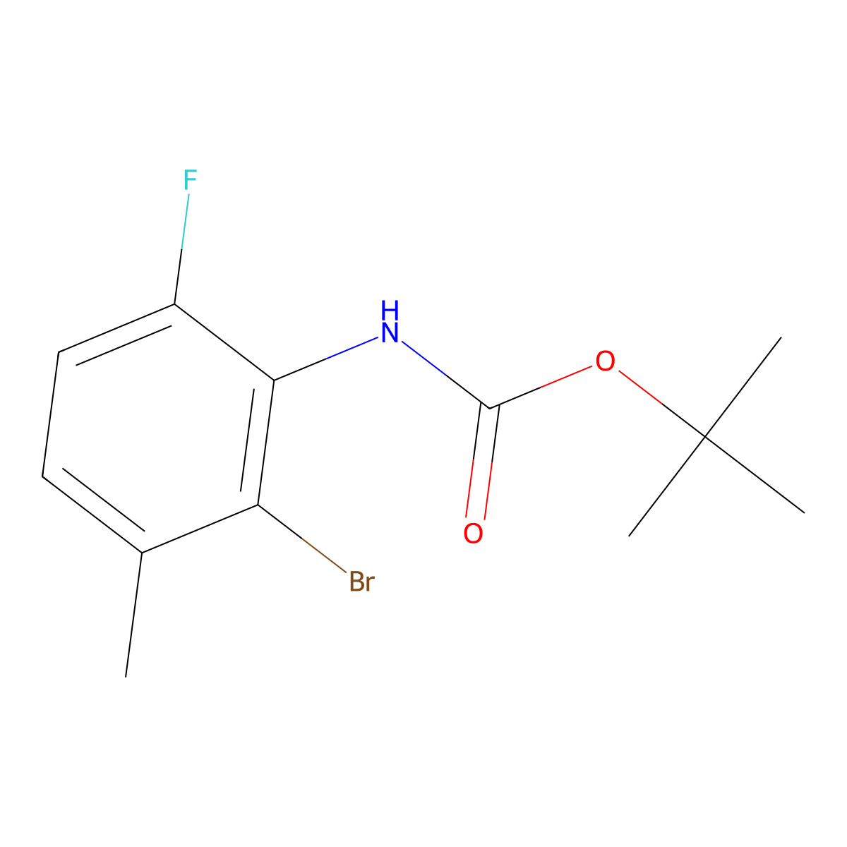 tert-butyl N-(2-bromo-6-fluoro-3-methylphenyl)carbamate molecular structure, CAS 1803561-17-2