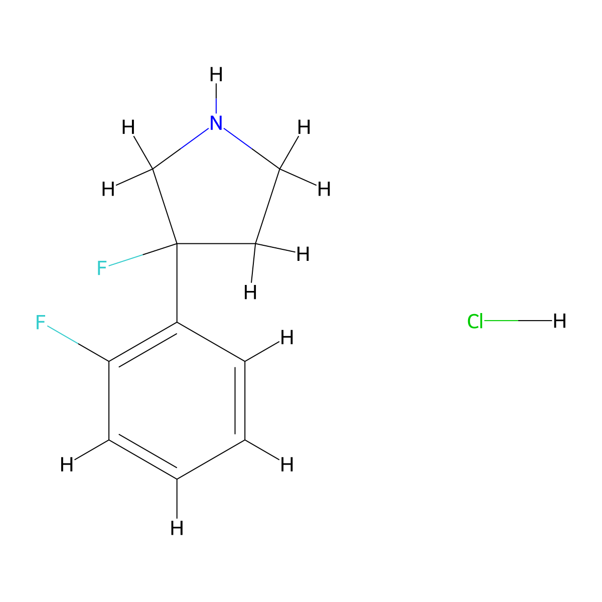 3-Fluoro-3-(2-fluorophenyl)pyrrolidine hydrochloride molecular structure, CAS 1803561-18-3