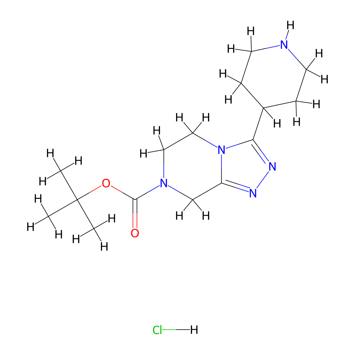 tert-butyl 3-(piperidin-4-yl)-5H,6H,7H,8H-[1,2,4]triazolo[4,3-a]pyrazine-7-carboxylate hydrochloride molecular structure, CAS 1803561-25-2