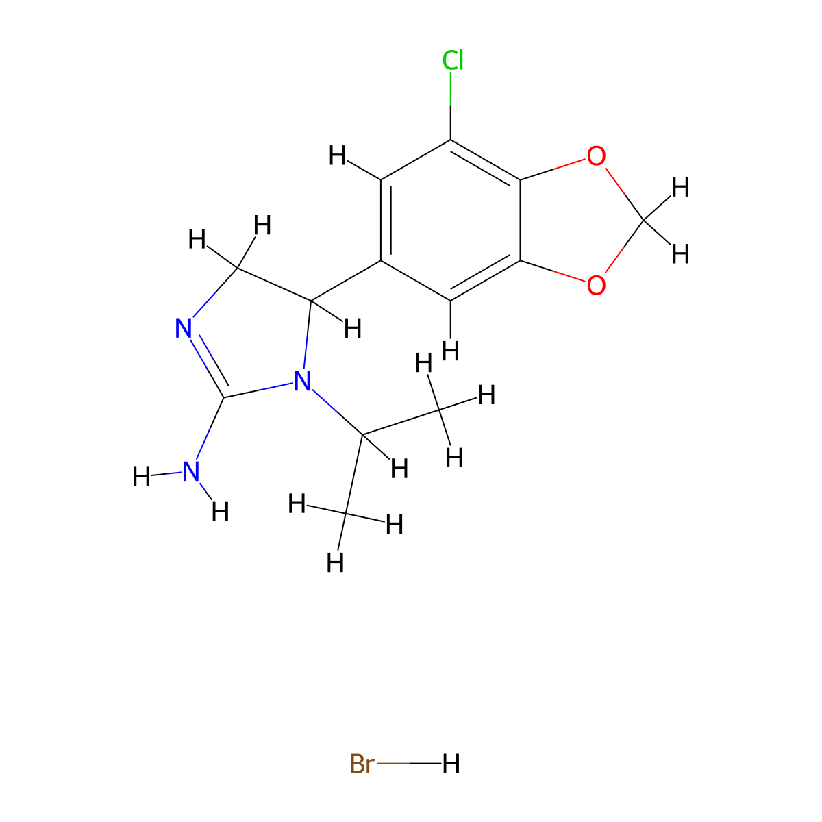 5-(7-chloro-2H-1,3-benzodioxol-5-yl)-1-(propan-2-yl)imidazolidin-2-imine hydrobromide molecular structure, CAS 1803561-30-9