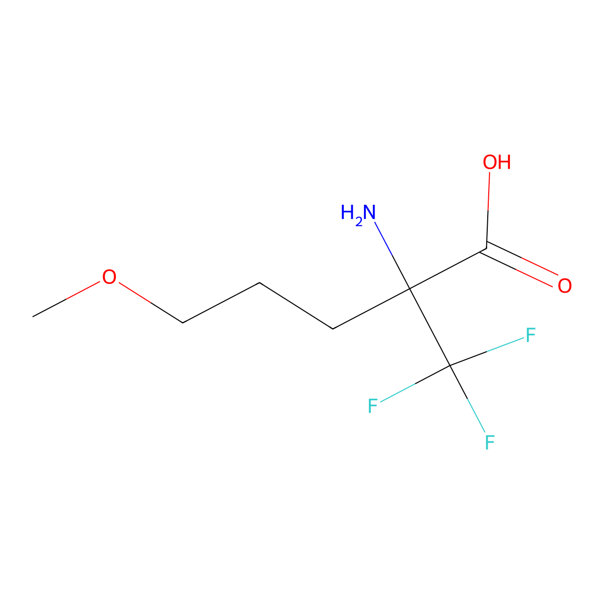 2-Amino-5-methoxy-2-(trifluoromethyl)pentanoic acid molecular structure, CAS 1803561-31-0