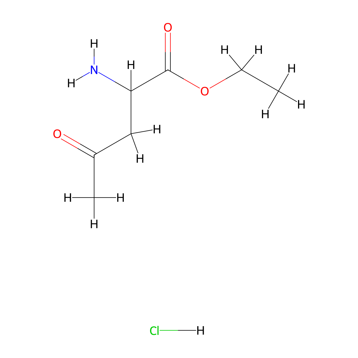 Ethyl 2-amino-4-oxopentanoate hydrochloride molecular structure, CAS 1803561-37-6