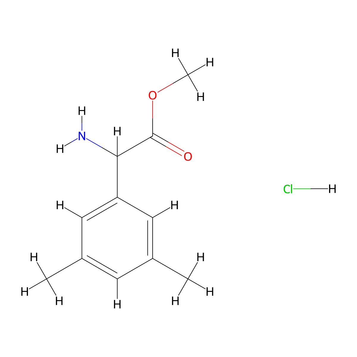 Methyl 2-amino-2-(3,5-dimethylphenyl)acetate hydrochloride molecular structure, CAS 1803561-42-3