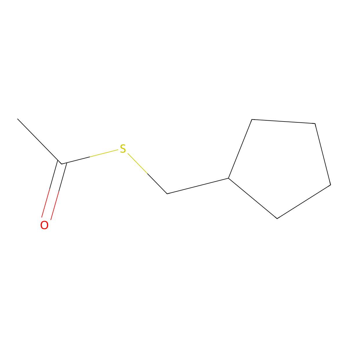1-[(Cyclopentylmethyl)sulfanyl]ethan-1-one molecular structure, CAS 1803561-47-8