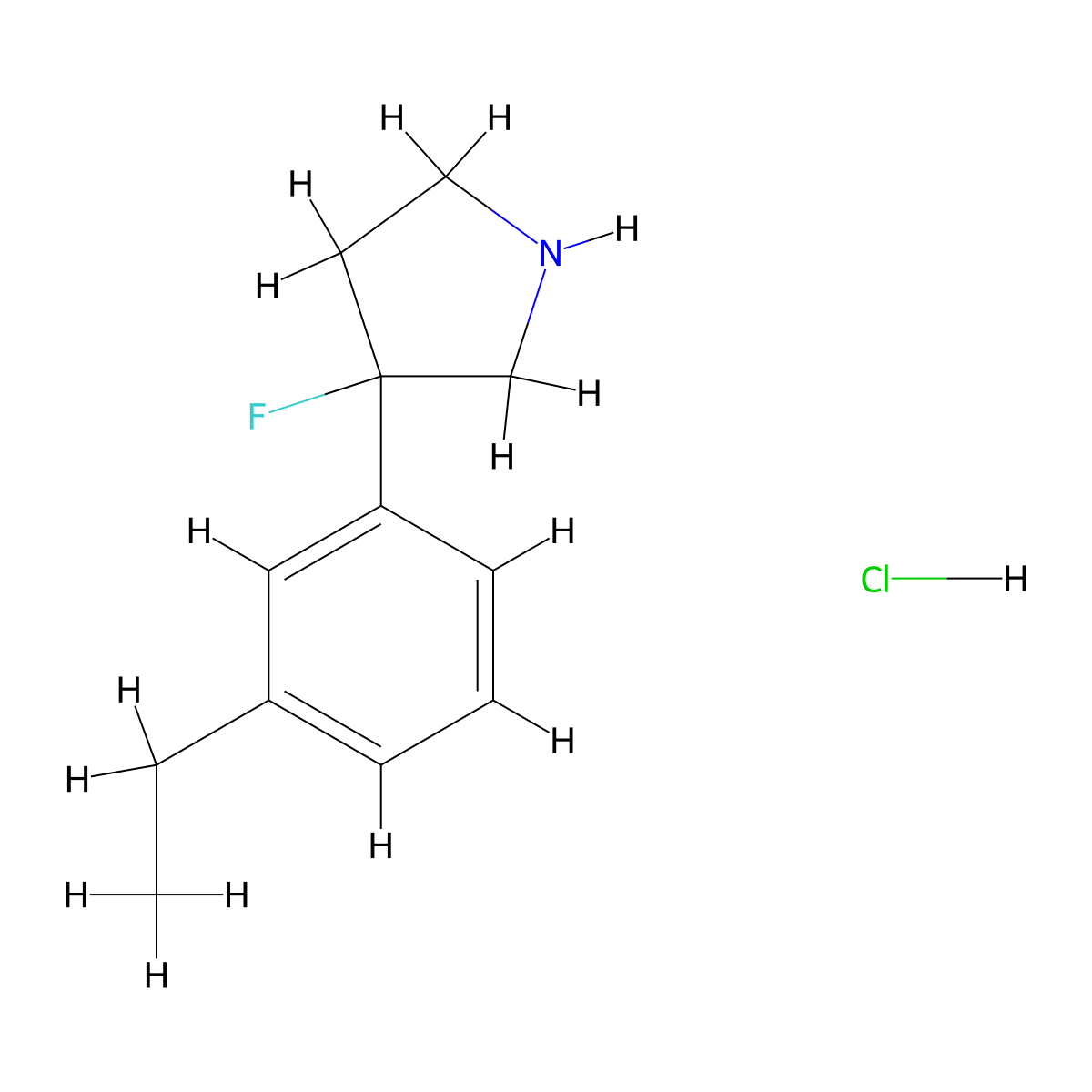 3-(3-Ethylphenyl)-3-fluoropyrrolidine hydrochloride molecular structure, CAS 1803561-48-9