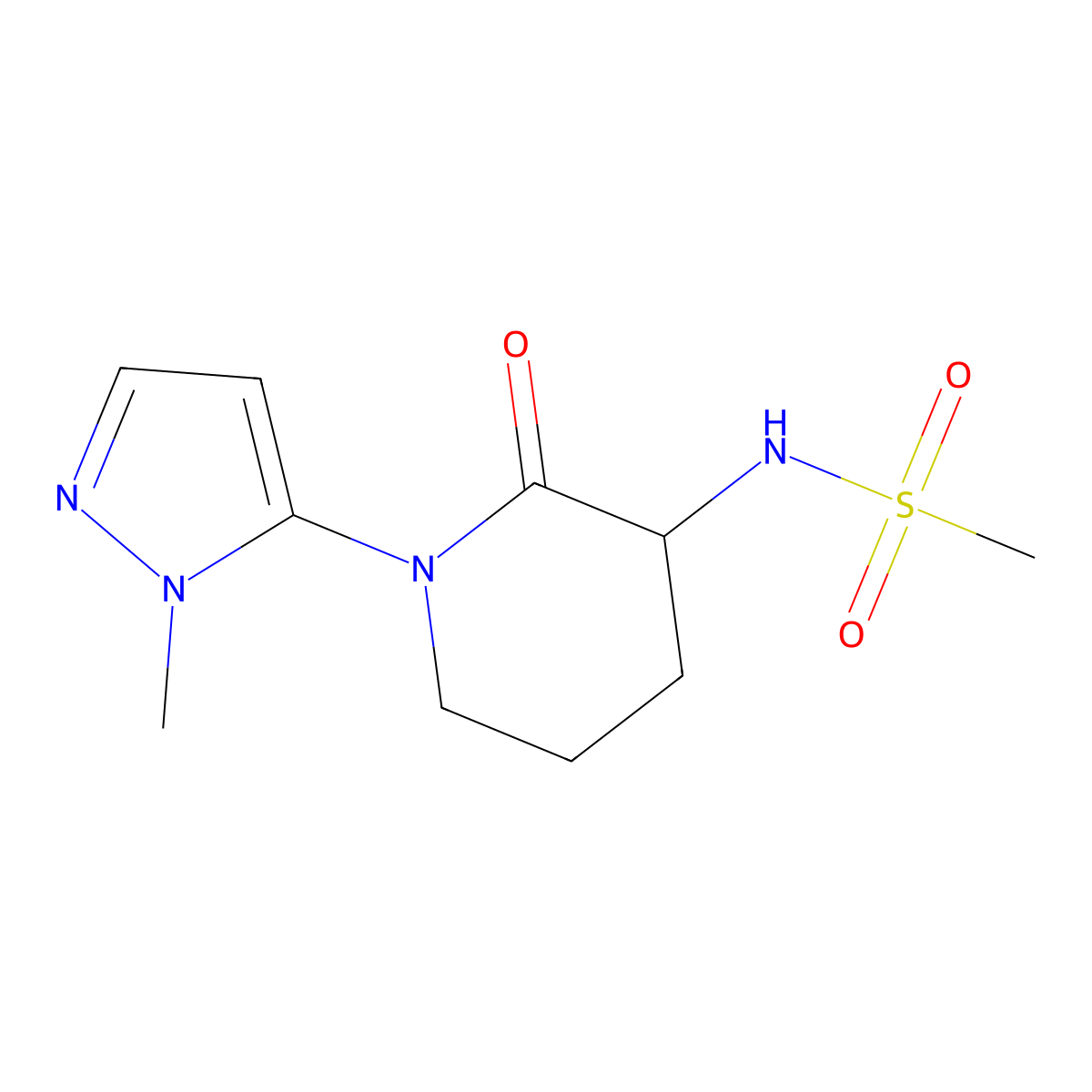 N-[1-(1-methyl-1H-pyrazol-5-yl)-2-oxopiperidin-3-yl]methanesulfonamide molecular structure, CAS 1803561-50-3