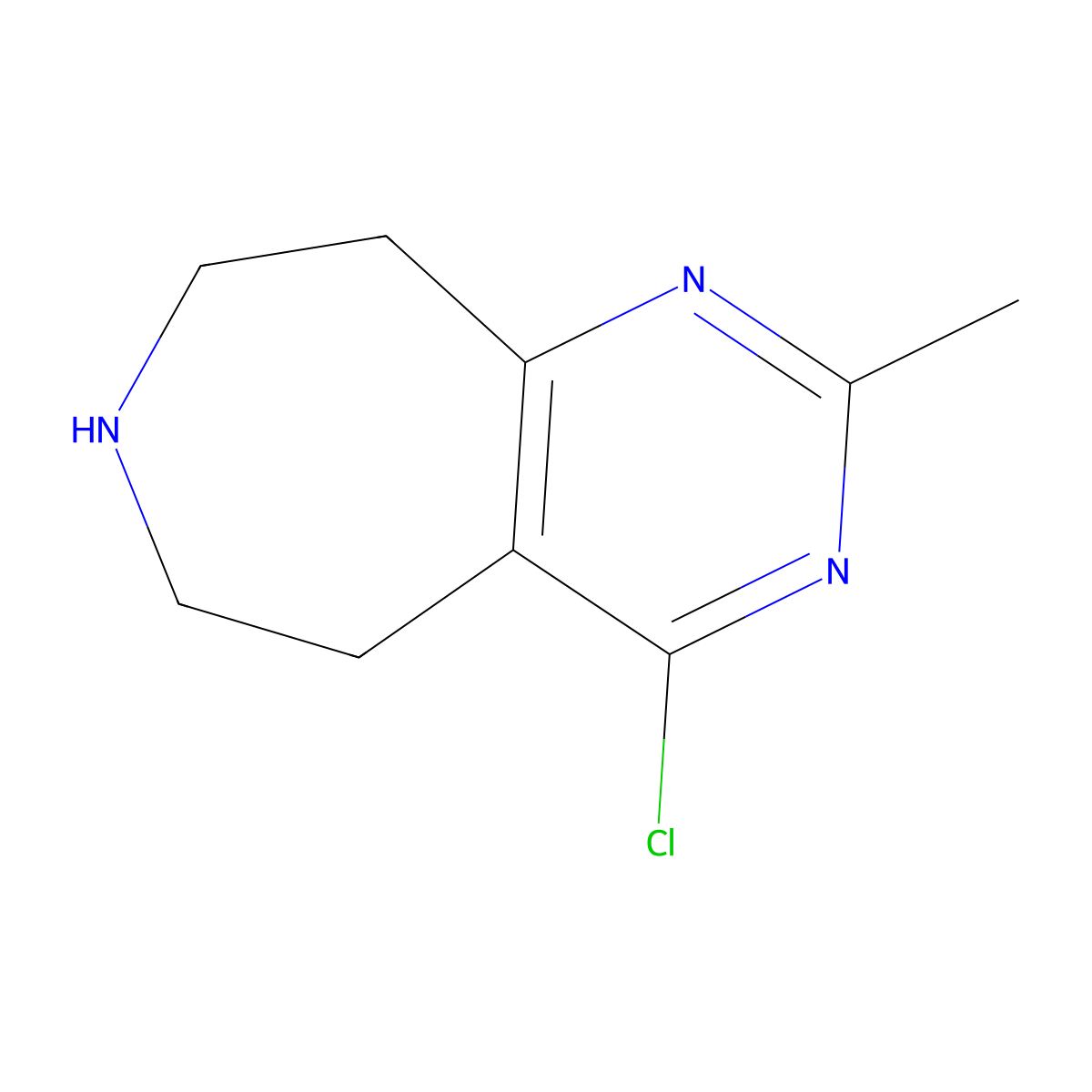 4-Chloro-2-methyl-5H,6H,7H,8H,9H-pyrimido[4,5-d]azepine molecular structure, CAS 1803561-51-4