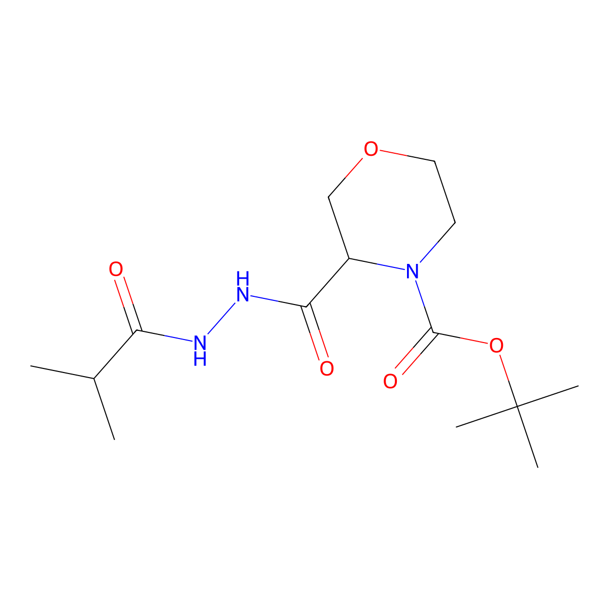 tert-butyl 3-[N'-(2-methylpropanoyl)hydrazinecarbonyl]morpholine-4-carboxylate molecular structure, CAS 1803561-57-0