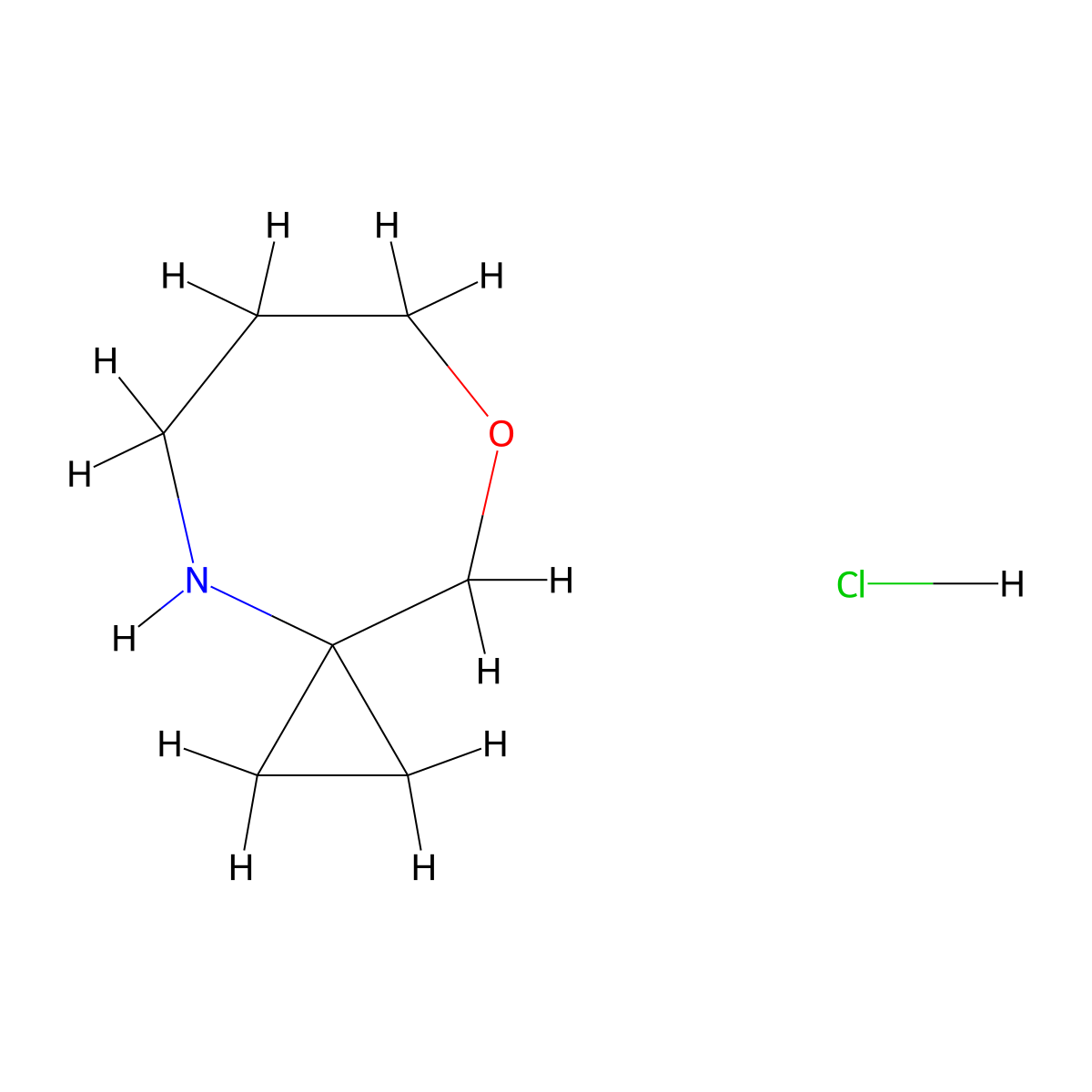 8-Oxa-4-azaspiro(2.6)nonane hydrochloride molecular structure, CAS 1803561-68-3