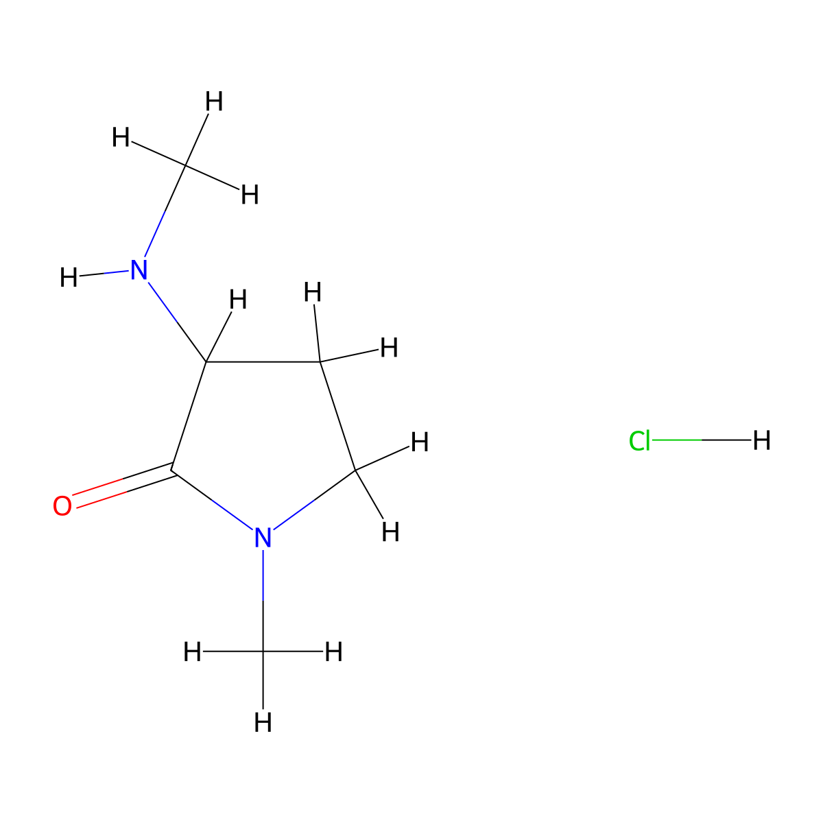 1-Methyl-3-(methylamino)pyrrolidin-2-one hydrochloride molecular structure, CAS 1803561-70-7