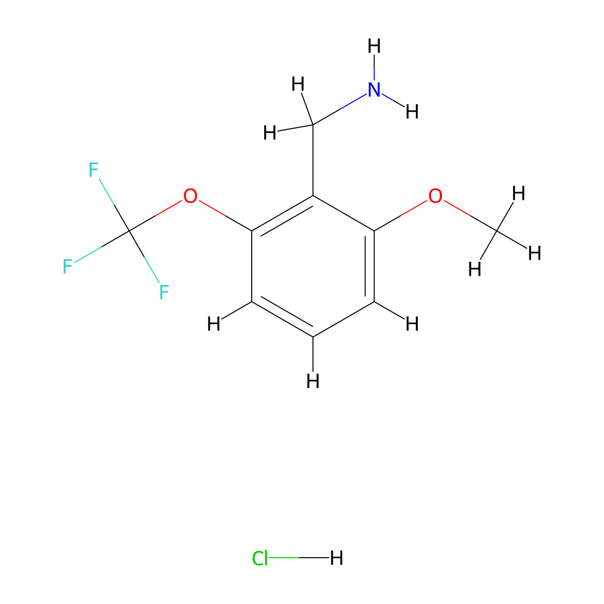 (2-Methoxy-6-(trifluoromethoxy)phenyl)methanamine hydrochloride molecular structure, CAS 1803561-71-8