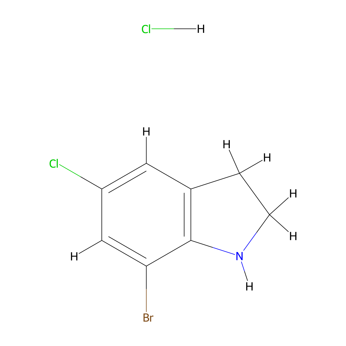 7-bromo-5-chloro-2,3-dihydro-1H-indole hydrochloride molecular structure, CAS 1803561-72-9