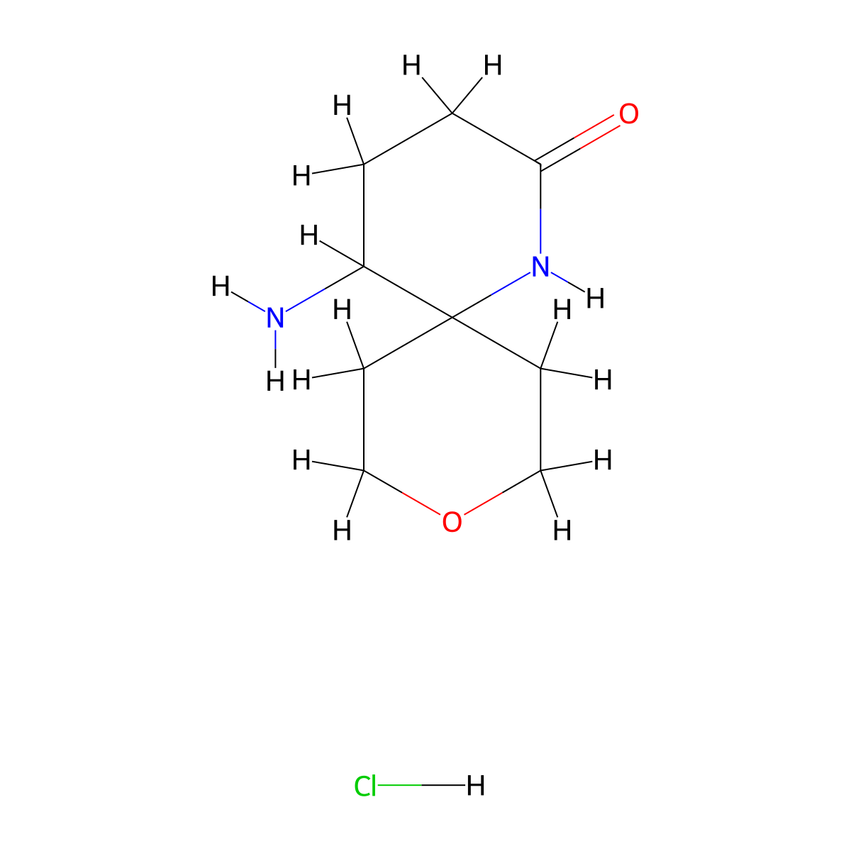 5-Amino-9-oxa-1-azaspiro[5.5]undecan-2-one hydrochloride molecular structure, CAS 1803561-73-0