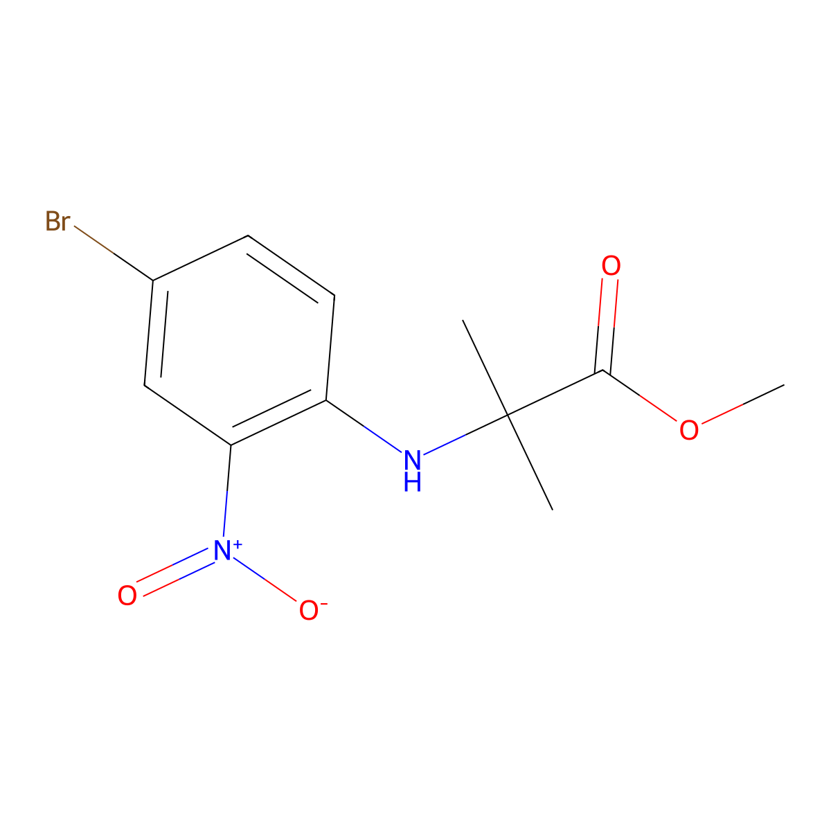 Methyl 2-[(4-bromo-2-nitrophenyl)amino]-2-methylpropanoate molecular structure, CAS 1803561-77-4
