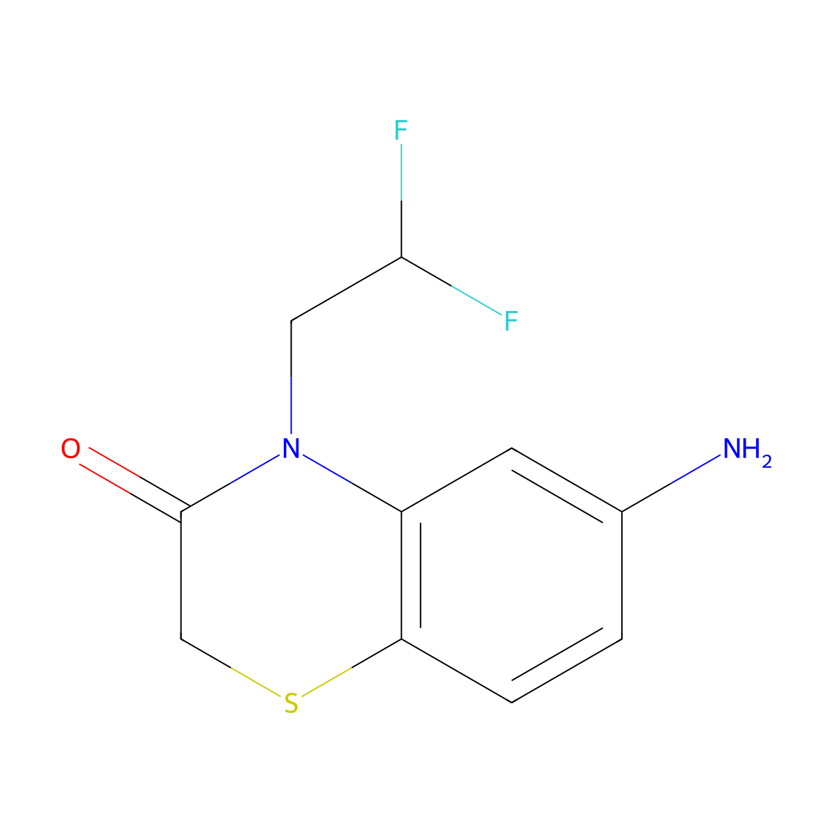 6-amino-4-(2,2-difluoroethyl)-3,4-dihydro-2H-1,4-benzothiazin-3-one molecular structure, CAS 1803561-78-5