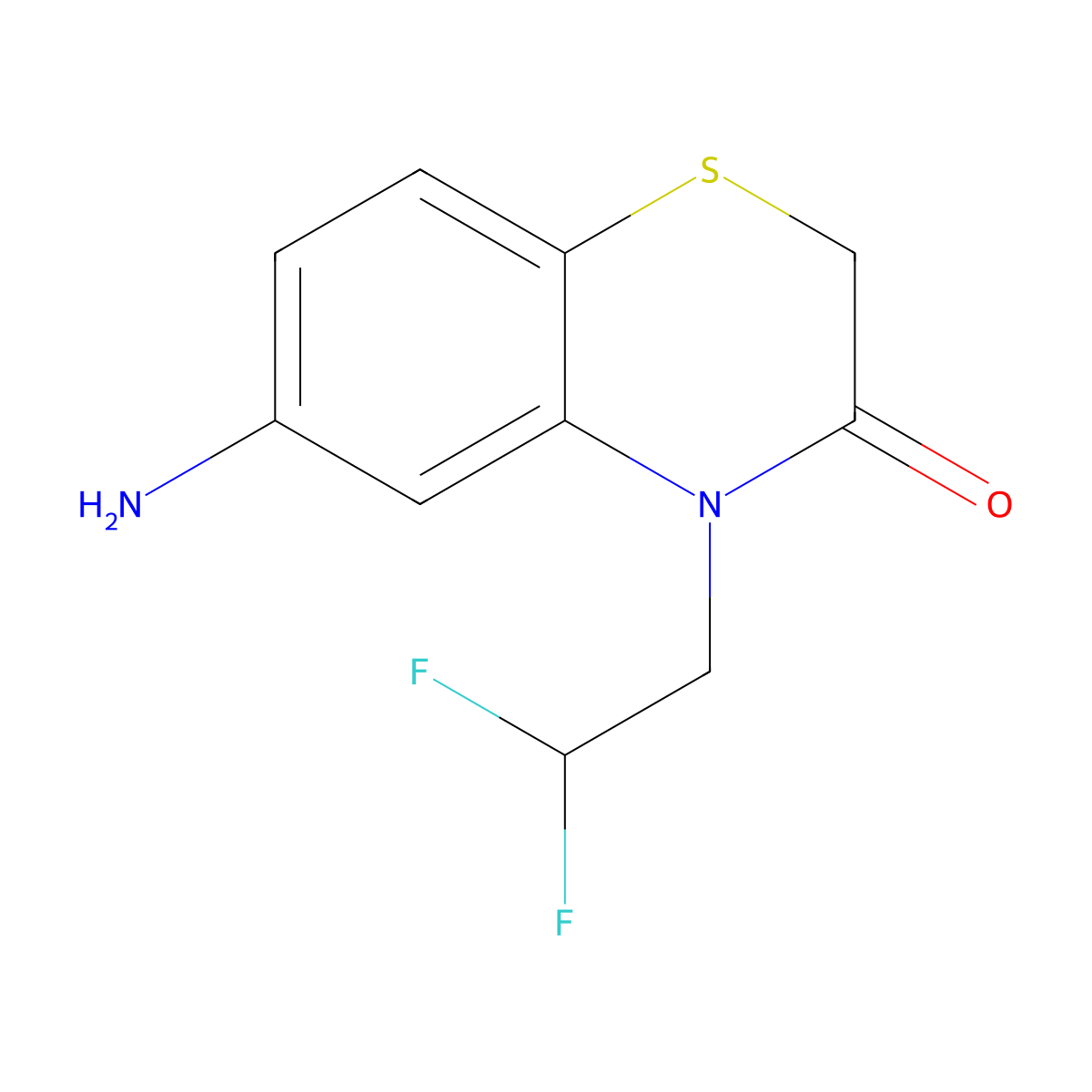 6-amino-4-(2,2-difluoroethyl)-3,4-dihydro-2H-1,4-benzothiazin-3-one molecular structure, CAS 1803561-78-5