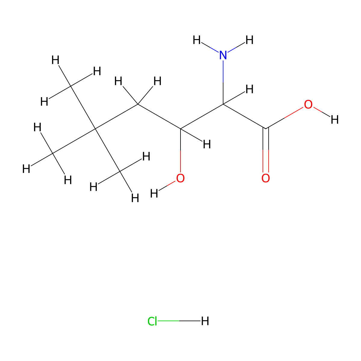 2-Amino-3-hydroxy-5,5-dimethylhexanoic acid hydrochloride molecular structure, CAS 1803561-82-1