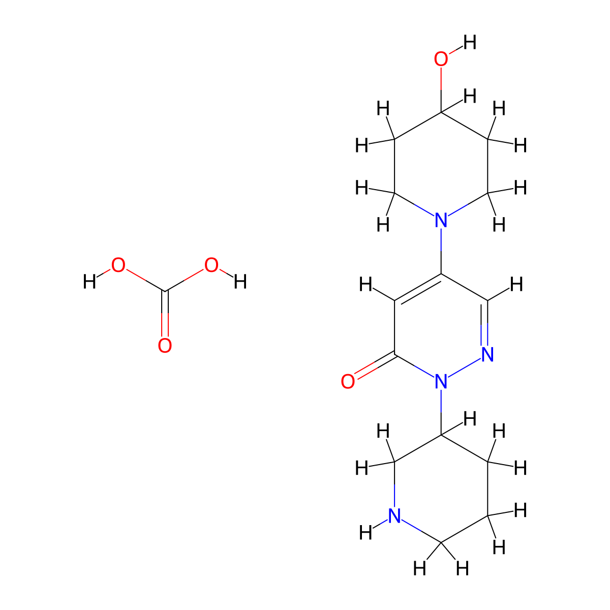 5-(4-Hydroxypiperidin-1-yl)-2-(piperidin-3-yl)-2,3-dihydropyridazin-3-one; carbonic acid molecular structure, CAS 1803561-85-4